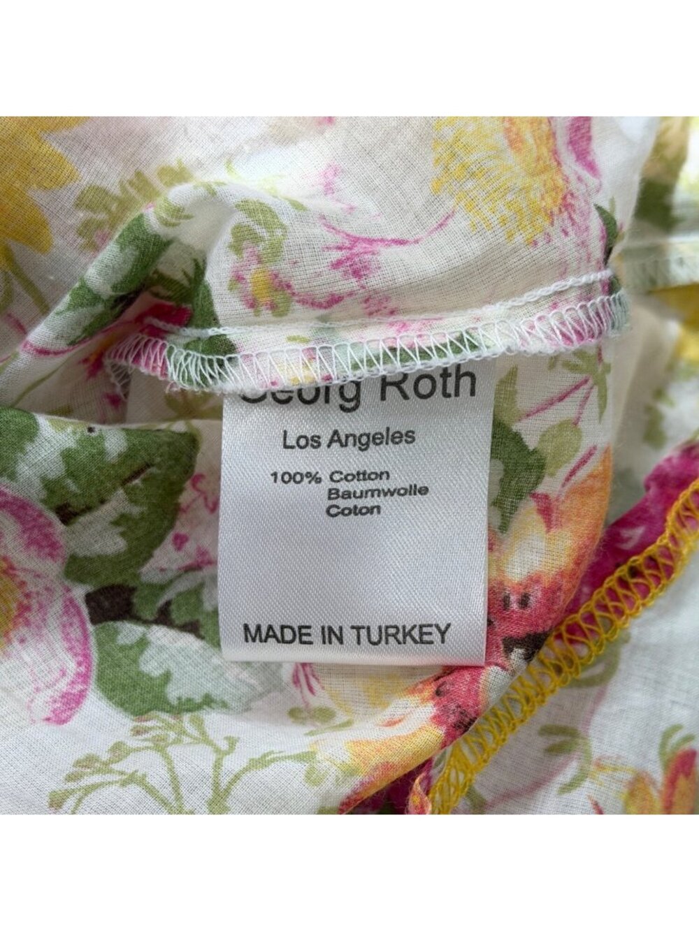 Georg Roth Womens Size XS Top Floral Button-Up Shirt Long Sleeve Cotton Sheer - Picture 7 of 8
